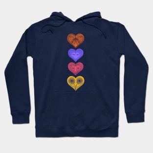 Four love hearts vertically Hoodie